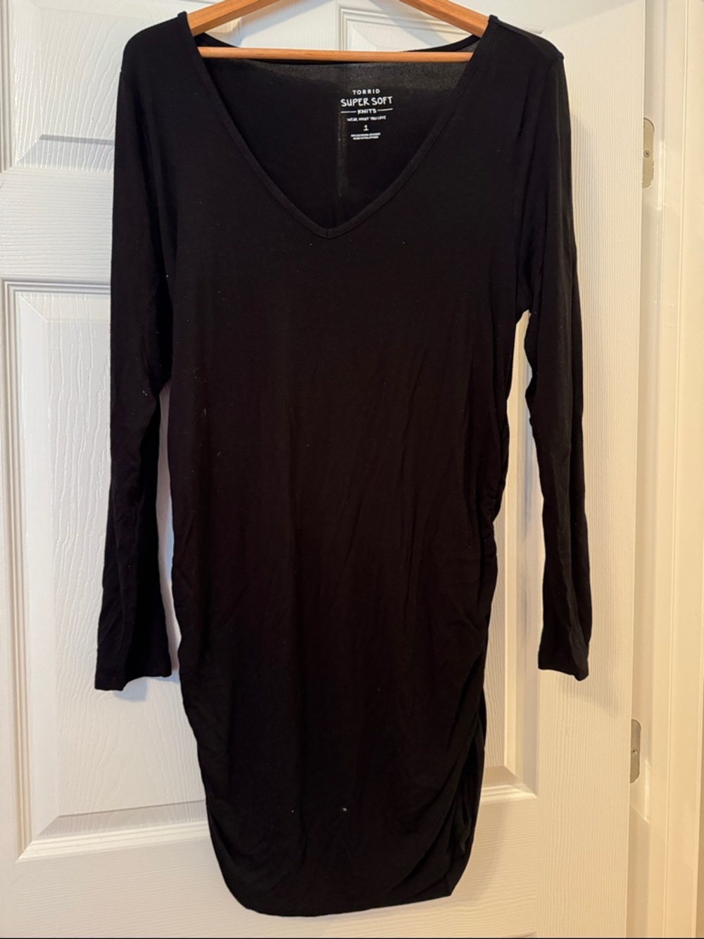 torrid Black V-Neck Long Sleeve Super Soft Dress